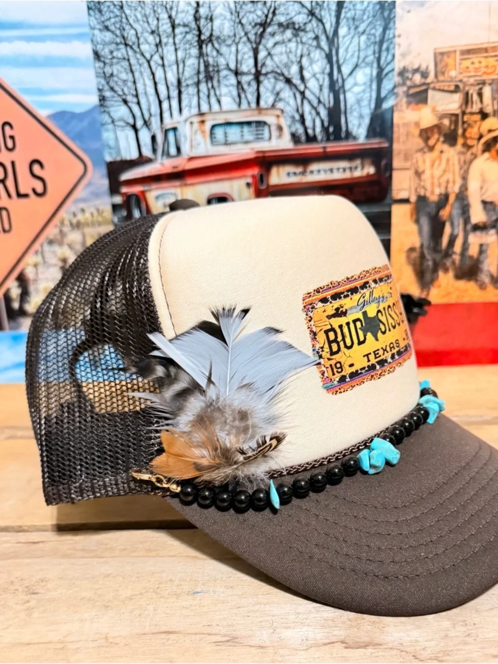 Trucker Hat with Bud and Sissy DTF print - Picture 3 of 3